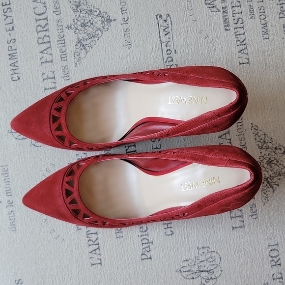 Nine West red leather upper heels - Picture 4 of 14